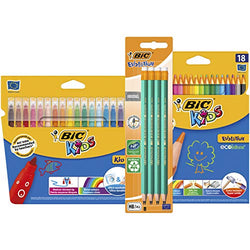 BIC Evolution Original with Eraser Graphite Pencils, BIC Kids Kid Couleur Felt Pens, BIC Kids Evolution ECOlutions Colouring Pencils - Lot of 1