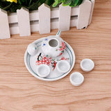 YOUSIKE Miniature Ornaments, Ceramic Teapot Tea Cups Set Simulation Dining Tableware Toy