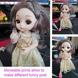Ai-Fun 6 Inch BJD Girls Fashion Mini Doll Toys with 4 Replaceable Cloths and 7 PCS Doll Accoessaoried,Miniature Doll Set for Girls,Birthday Party Favors (Deep Brown)