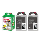 Fujifilm Instax Mini Instant Film 3-PACK BUNDLE SET , Twin Pack ( 20 ) + 2-SET Monochrome ( 20 )