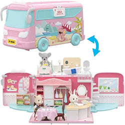 TOYROOM Dollhouse Miniature Kits Toddler Dollhouse Playset Preschool Dollhouse Miniatures Bus Toy with Little Bunny Doll Mini Cottage House Set Present for Toddler Girls (Only 1 Koala Doll)