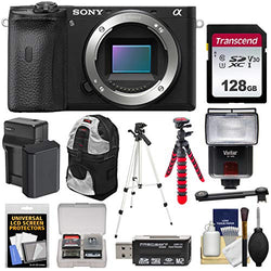 Sony Alpha A6600 Mirrorless Digital Camera Body with 128GB Card + Battery & Charger + Backpack + 2 Tripods + Reader + Flash + Kit