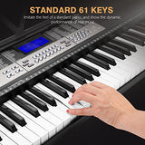 BIGFUN Portable Electronic Keyboard Piano - 61 Keys Piano Keyboard for Beginner & Professional, with LCD Display & Microphone and Power Adapter, Multifunctional Digital Piano for Kids & Adults