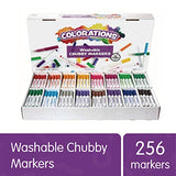 Colorations Washable Chubby Markers Classroom Supplies for Arts and Crafts Multicolor Variety Pack (Pack of 256)