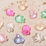 120Pcs Kawaii Cute Nail Charms Colorful Candy Lollipop Rabbit Mouse Kitty Acrylic Kawaii Sugar Candy 3D Nail Art Charms for Nail Art Designs DIY Crafting Accessories