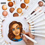 Ohuhu Skin Tone Markers Brush Tip, Double Tipped Alcohol Based Brush Markers for Kids Artist Adults' Coloring, Illustration, 24 Skin-tone Colors +1 Alcohol Marker Blender + Marker Case, Brush & Fine