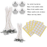 BENBO Candle Making DIY Kit, Low Smoke 100 Pieces Natural Candle Wicks, 100 Pieces Stickers, 108 Pieces Warning Labels and 1 Piece Candle Wick Centering Device for Candle Making and Candle DIY