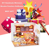 Dollhouse Miniature with Furniture,DIY 3D Wooden Doll House Kit Shop Style Plus with Dust Cover and LED,1:24 Scale Creative Room Idea Best Gift for Children Friend Lover (Miss Cake Afternoon Tea)