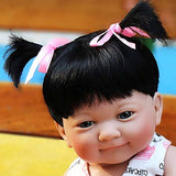 PURSUEBABY 14 inch Waterproof Reborn Babies Dolls Full Body Vinyl Baby Dolls Girls Leer with Blue Eyes Realistic Toddler Reborn Baby Dolls Washable with Black Hair