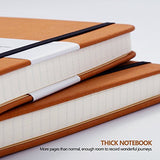 Thick Classic Notebook with Pen Loop - Lemome A5 Wide Ruled Hardcover Writing Notebook with Pocket + Page Dividers Gifts, Banded, Large, 180 Pages, 8.4 x 5.7 in