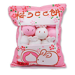 Plush Pillow Throw Pillow, Cute Plush Cotton Stuffed Animals Pillow for Kids, Gifts Plush Cotton Stuffed Animals Pillow for Girls Kids, 8 Removable Fluffy Animal Dolls, Snack Pillow(Pink)