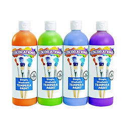 Colorations Simply Washable Tempera Paints, 16 fl oz, Set of 4 Colors, Non Toxic, Vibrant, Bold, Kids Paint, Craft, Hobby, Arts & Crafts, Fun, Art Supplies (Item # SWTCOOL)