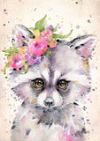 DIY 5D Diamond Painting by Number Kits for Adults Kids, Round Full Drill Crystal Embroidery Painting Cross Stitch Gem Arts Crafts Flower Racoons for Home Wall Decor, Canvas 30x40cm/12x16in