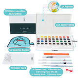 HIMI Watercolor Paint Set, 36 Vivid Colors in Pocket Box with Watercolor Paper Pad and Watercolor Brush, Perfect for Students, Kids, Beginners and More
