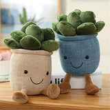 JJrtq Succulent Simulation Potted Plush Toy Doll, Soft Pillow Plant Plush Cute Doll Interior Decoration, Used for Bedroom, Sofa, Office Decoration, (9.8 Inches) (Blue)