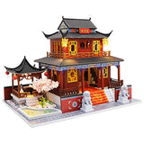 Roroom Dollhouse Miniature with Furniture,DIY 3D Wooden Doll House Kit Chinese Style Plus with Dust Cover and Music Movement,1:24 Scale Creative Room Idea Best Gift for Children Friend Lover