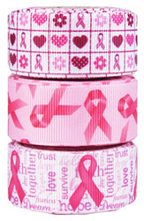Pink Ribbon Breast Cancer Awareness Ribbon for Crafts - HipGirl Grosgrain Ribbon For Fundraiser,