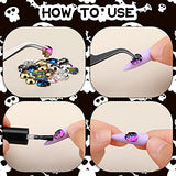 105 Pieces Halloween Nail Charm Punk Skull Nail Charms 3D Skull Nail Charms Nail Bling Rhinestones Nail Jewelry and Decorations for Women Girls Nail Decor Halloween Parties