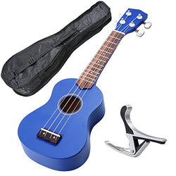 AW 21 Inch Blue Soprano Ukulele Basswood w/Bag Aluminum Capo For Adult Kids Study Musical Instrument Hobby