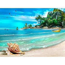 Diamond Painting Crystal Rhinestone Pictures Full Round Drill Arts Craft DIY 5D Paint by Number Kits Canvas Home Wall Decor for Kids Adults Sea 15.7x11.8in 1 Pack by Bemaystar