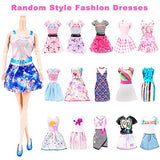 Doll Clothes and Accessories, 48Pcs Fashion Design Set for 11.5 inch Doll, 10 Mini Dresses, 3 Party Gowns, 4 Stylish Dresses, 3 Tops & 3 Pants, 2 Bikini Swimsuits, 26 Accessories