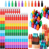 72 Pcs Rainbow Crayons Stackable Buildable Crayons Colorful Crayon Stacking DIY Crayons Party Favors for Office School Supplies, 12 Colors