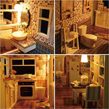 Flever Dollhouse Miniature DIY House Kit Creative Room with Furniture for Romantic Valentine's Gift(Wait for The Time)