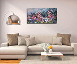 Canvas Wall Art Pink Flowers Elegant Painting Modern Abstract Landscape Picture Prints, Rustic Colorful Floral 48"x24" Large Size Artwork for Living Room Bedroom Kitchen Dining Room Home Office Décor