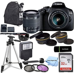 Canon Intl. Canon EOS 2000D / Rebel T7 DSLR Camera with EF-S 18-55mm Zoom Lens + SanDisk 32GB Memory Card + Tripod + Case + Wideangle Lenses + Rtech Digital Cloth (20pc Bundle), Black, cn2000d bundle
