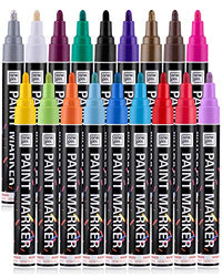 Paint Marker Pens - 18 Colors for Card Making, DIY Craft, Scrapbook Crafts, Rock Painting. Medium Tip Oil Based Quick Dry by ONE PIX