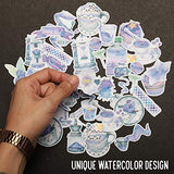 Navy Peony Dreamy Blue Coffee Stickers (31 Pack) - Small, Cute, Waterproof and Durable | Aesthetic Food Decals for Water Bottles, Laptops, Scrapbook