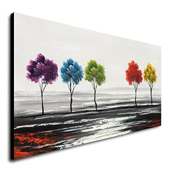 Handmade Colorful Tree Oil Painting on Canvas Modern Abstract Large Landscape Wall Art for Living Room