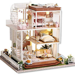 CUTEBEE Dollhouse Miniature with Furniture, DIY Wooden Dollhouse Kit Plus Dust Proof and Music Movement, 1:24 Scale Creative Room Idea (Life is So Beautiful)