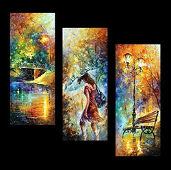 Triptych Wall Art 3 Panel Painting On Canvas By Leonid Afremov Studio Hand Painted - Aura Of Autumn (Set Of 3). Size: 16" X 40" inches Each