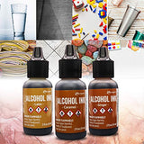 Ranger Tim Holtz Adirondack Alcohol Ink - Cabin Cupboard Set - Carmel - Ginger - Latte - Bundled with Moshify Blending Pen - Perfect for Use with Yupo Paper, Epoxy Resin and Tumblers