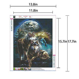 5D DIY Diamond Painting Kits for Adults and Beginner Round  Full Drill Embroidery Paintings Rhinestone Pasted Diamond Art for Home Wall Decor Gift 13.8×17.7Inches(Wolf)