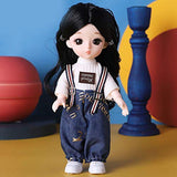 Angelhood 1/6 Mini BJD Doll, 17cm Ball Jointed Dolls with Clothes Dress Up Wig and Movable Joint, Toy Gift for Girls