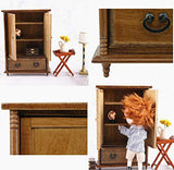 EatingBiting 1:12 Dollhouse Miniature Furniture Room Vintage Wooden Wardrobe for Bedroom Living Room Landscape, Doors and Drawers Can be Opened , Exquisite Workmanship Craft