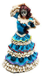 Ebros Dia De Los Muertos Day Of The Dead Traditional Blue Gown Dancer Statue Sugar Skull Vivas