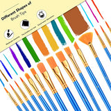 AROIC Acrylic Paint Brush Set, 30 pcs Nylon Hair Paint Brushes for All Purpose Oil Watercolor Face Body Rock Painting Artist, Small Paint Brush Kits for Kids Adult Drawing