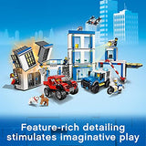 LEGO 60246 City Police Station Building Set with 2 Truck Toys, Light & Sound Bricks, Drone and Motorbike