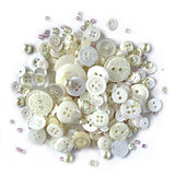 Decorative Embellishment Bottle Includes Buttons, Sequins, Seed Beads & Pearl Flat Backs. (Winter