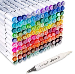 121 Colors Dual Tip Alcohol Based Art Markers,120 Colors plus 1 Blender Permanent Marker 1 Marker Pad with Case Perfect for Kids Adult Coloring Books Sketching Card Making