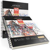 ARTEZA 9x12” Mixed Media Sketch Pad, 2 Pack, 110lb/180gsm, 120 Sheets (Acid-Free,