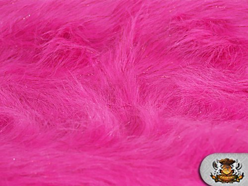 Faux Fur Long Pile Sparkling Tinsel FUCHSIA Fabric / 58" W / Sold by the yard