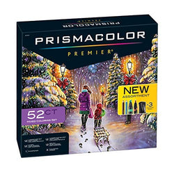 PrismaColor Premier 52-Piece Gift Set, Includes 24 Premier Colored Pencils for Landscape and Under The Sea Themes, 24 Premier Dual Ended Markers, 3 Coloring Pages and 1 Premier Pencil Sharpener