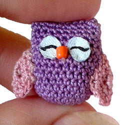 Miniature Owl Dollhouse Crochet Handmade Figurine. Tiny Toy Doll Bird Animal Replica Amigurumi