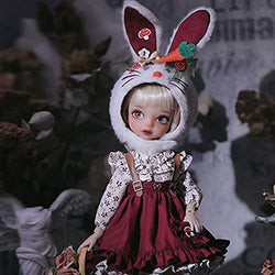 BJD Dolls 1/6 Sweet Girl SD Doll 27.3cm Ball Joint Doll with Dress Set + Rabbit Ear Hat + Shoes + Socks + Wig + Makeup, Action Figure DIY Toy