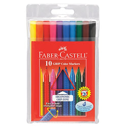 Faber-Castell GRIP Color Markers - 10 Washable Fineline Markers