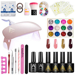 AIFAIFA 39pcs Nail Art Kit with Everything for Girls Teens Beignners Kids, comes with Gel Nail Polish, Nail Glitters, Nail Stickers, with Nail Dryers, Starter Kit for Learning Home DIY Nail Art